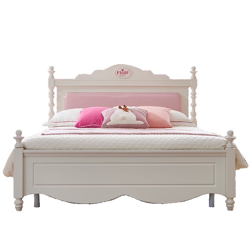 A家家具儿童床 韩式儿童床1.5米储物床实木床柱男女孩儿童房家具木质其他ET701