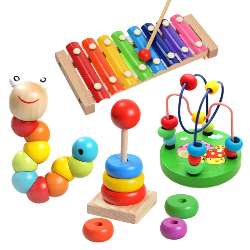 婴幼儿童音乐早教启智宝宝玩具木制手敲琴八音琴绕珠儿童串珠毛毛虫益智男女孩玩具