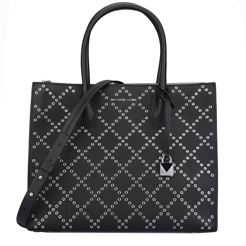 MICHAEL KORS 迈克·科尔斯 MK女包 黑色皮质女士手提单肩斜挎包 30F7SZ4T3U BLACK