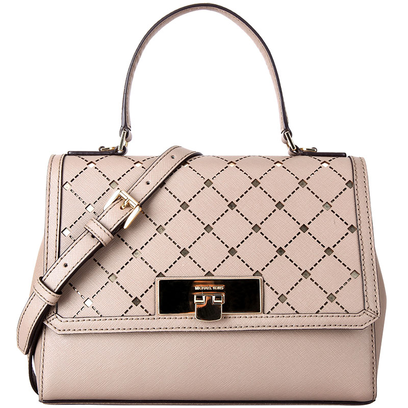 Michael Kors/迈克·科尔斯 MK 女士金灰色皮质单肩斜挎包 35F6GPFM1L DK TAUPE