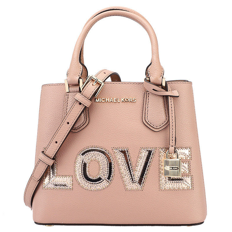 MICHAEL KORS 迈克·科尔斯 MK女包 ADELE系列粉色皮质女士单肩斜挎包 35H8GAFM2L FAWN
