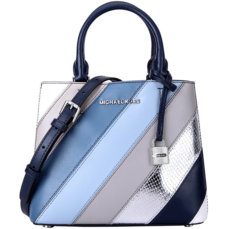 MICHAEL KORS 迈克·科尔斯 MK女包 ADELE系列蓝色拼色皮质女士手提单肩斜挎包