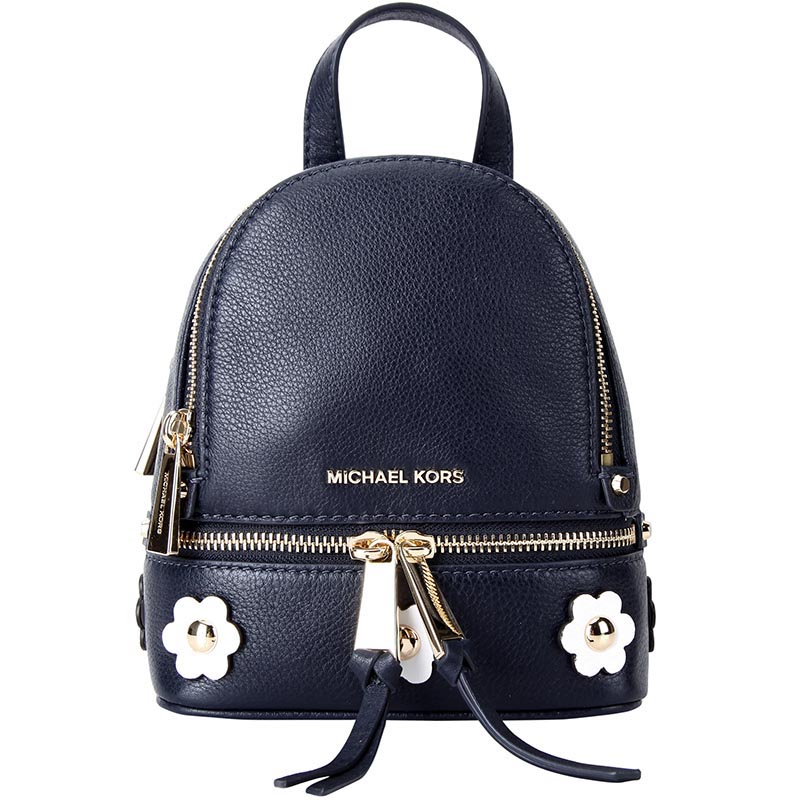 MICHAEL KORS 迈克·科尔斯 MK女包 RHEA ZIP系列深蓝色皮质女士双肩背包