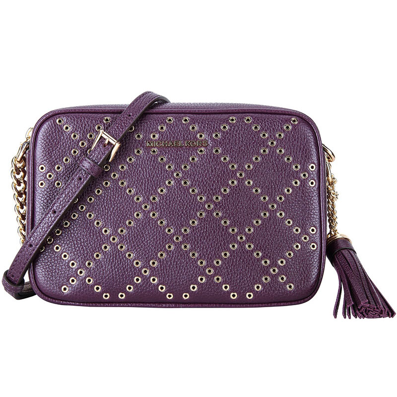 MICHAEL KORS 迈克·科尔斯 MK女包 GINNY系列紫色皮质女士单肩斜挎包