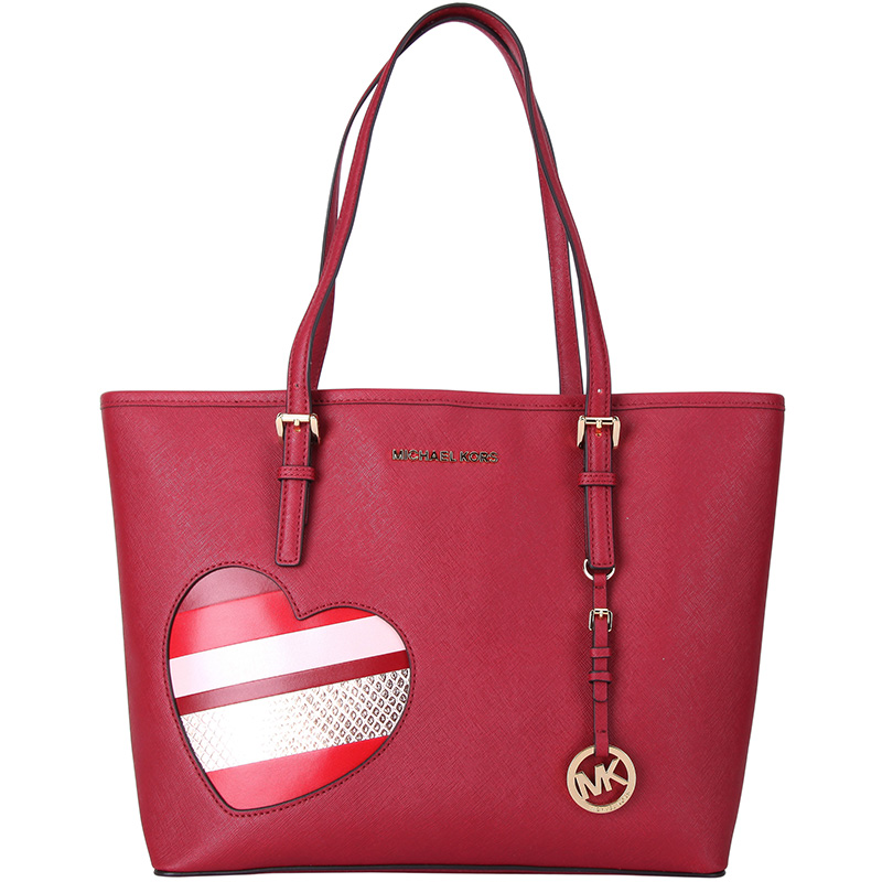 MICHAEL KORS 迈克·科尔斯 MK女包 HEARTS系列红色皮质女士手提单肩托特包