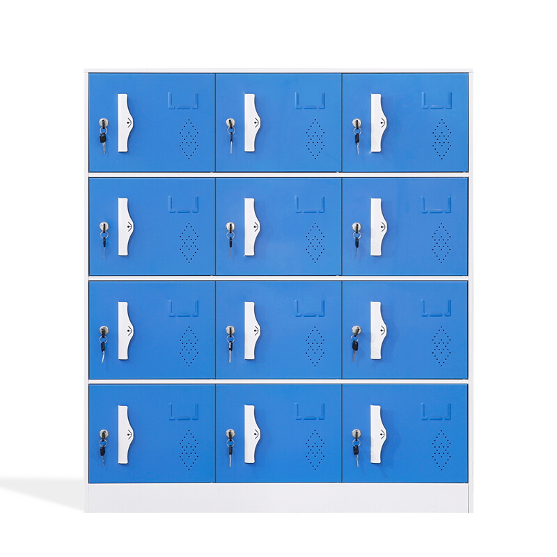 欧宝美更衣柜存包柜鞋柜小矮柜碗柜拆装小十二门蓝色