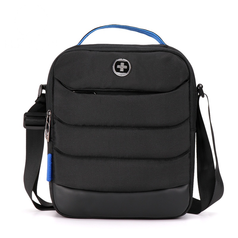 swissdigital逹沃斯盾瑞士单肩包休闲斜跨手提男士单肩包 潮流大容量涤纶竖款方形背包