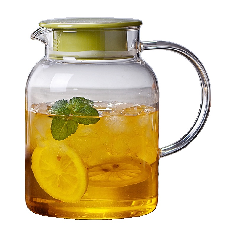青苹果 冷水壶高硼硅玻璃耐高温家用大容量耐热玻璃果汁凉白开茶壶套装凉水壶水具茶具1.3L
