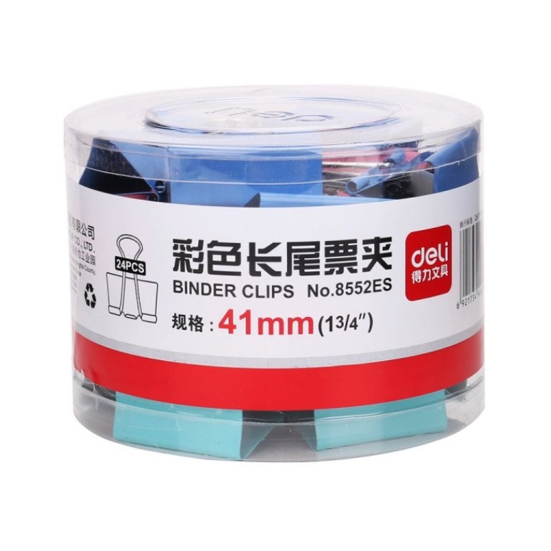 得力(deli)8552ES 彩色长尾票夹筒装 (24只/1筒装)