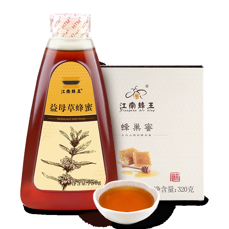 江南蜂王(Jiang nan queen bee)益母草蜂蜜750g/瓶东北椴树蜂巢蜜320g/盒 组合装 滋补蜂蜜