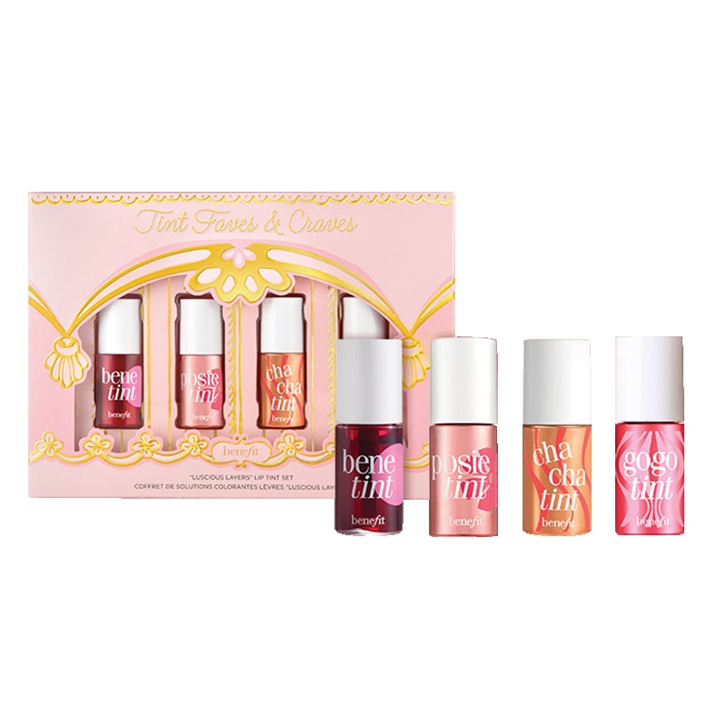 贝玲妃(Benefit)姻脂派对套装4ml*4 红唇颊两用胭脂水