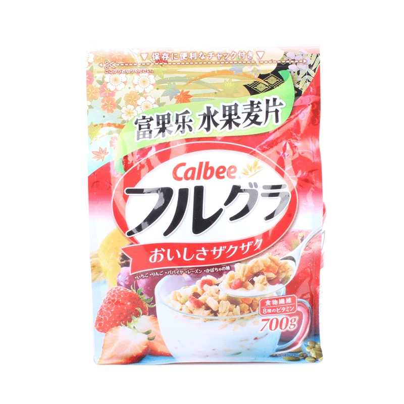 日本进口 卡乐比calbee富果乐水果麦片原味袋装 700g