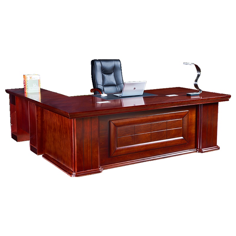 HiBoss老板办公桌椅胡桃色2.4米总裁桌经理大班桌老板台桌椅文件柜组合