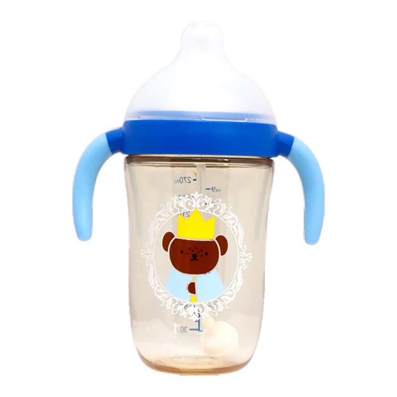 米菲(Miffy)广口径PPSU奶瓶270ml（蓝）耐高温带手柄+重力球
