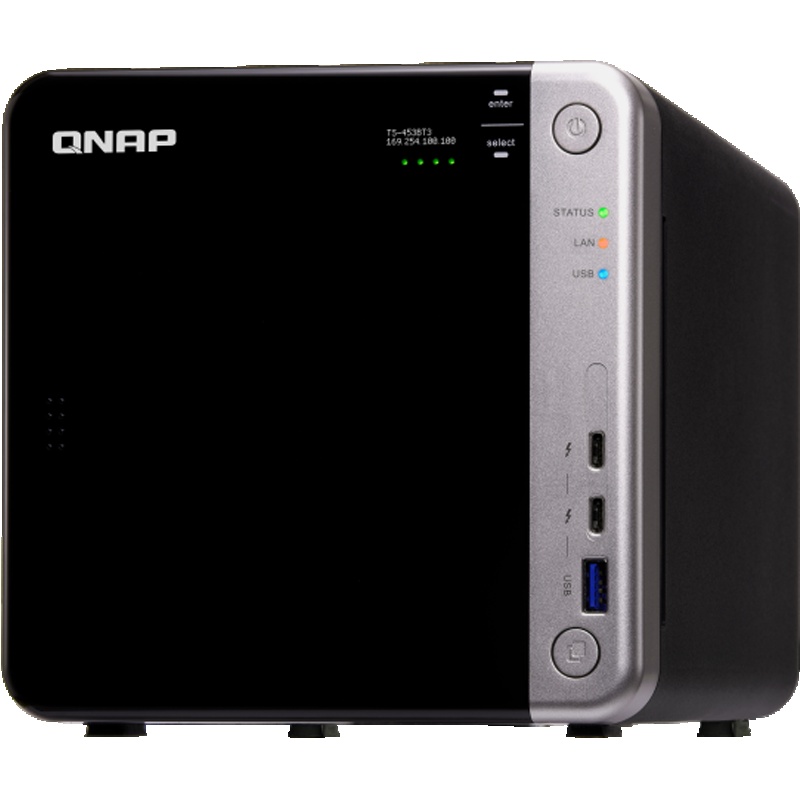 威联通(QNAP)TS-453BT3 四盘位雷电3 网络存储服务器 Thunderbolt 3 + 10GbE NAS