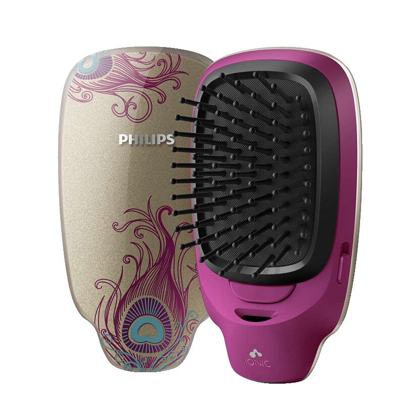 飞利浦(Philips) 负离子梳 按摩梳造型美发梳呵护头发防静电梳子颐和园联名女神专属礼盒HP4722/15BP金色