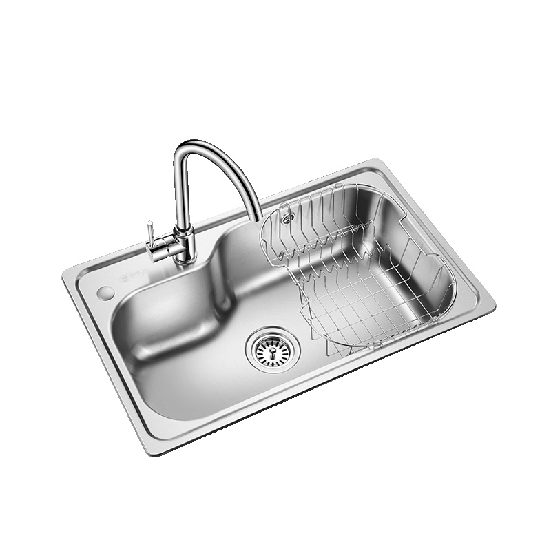 欧琳(OULIN) 304不锈钢洗碗盆洗菜池 加厚水槽单槽套餐 含龙头水槽YG102-A