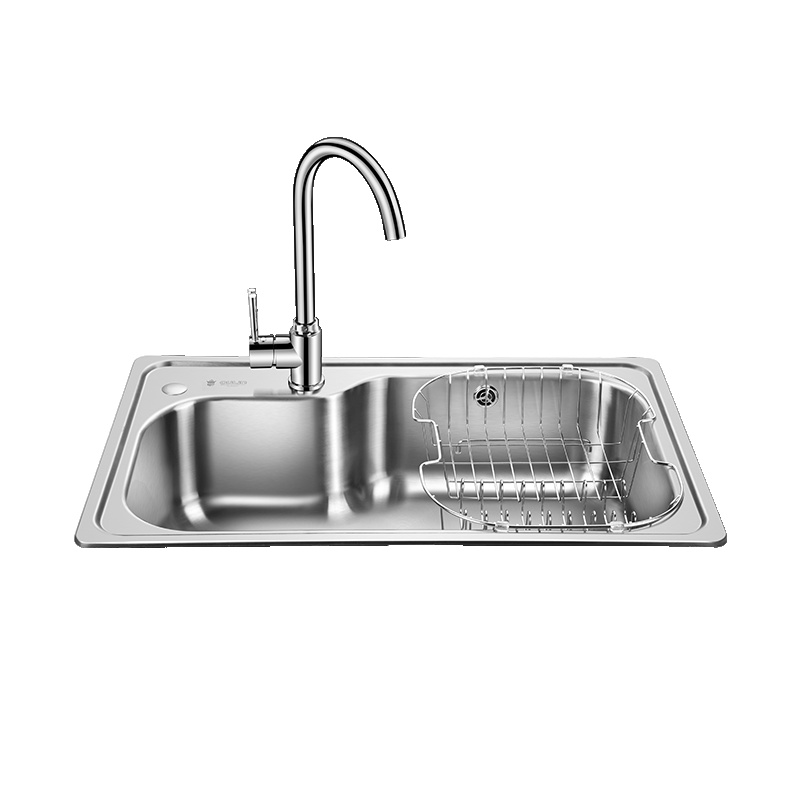 欧琳(OULIN) 304不锈钢洗碗盆洗菜池 加厚水槽单槽套餐 含龙头水槽YG102-B