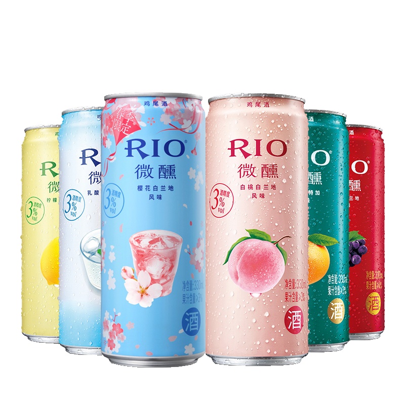 锐澳(RIO)洋酒 鸡尾酒 预调酒 微醺6罐(微醺5口味+樱花味)330ml*6罐