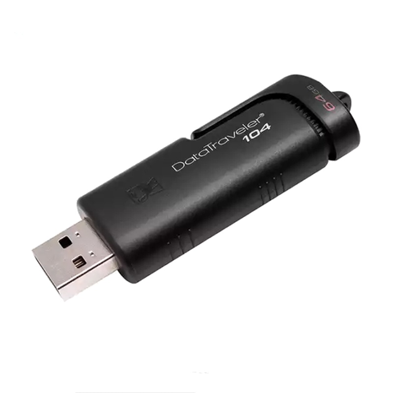 金士顿(Kingston)64GB U盘 DT104 推拉滑盖优盘USB2.0 黑色(DT104/64GB)
