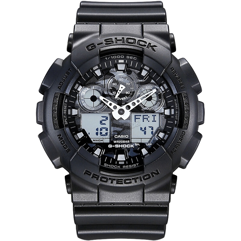 卡西欧(CASIO)G-SHOCK系列男士手表 日韩品牌自动背光迷彩风限量大表盘时尚电子双显防水男表