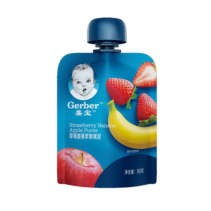 嘉宝Gerber进口宝宝零食婴儿辅食草莓香蕉苹果果泥90g(36个月以上适用)