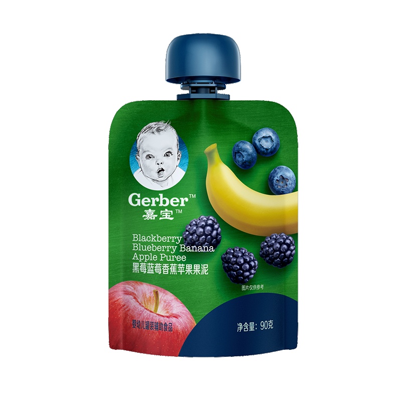 嘉宝Gerber进口宝宝零食婴儿辅食黑莓蓝莓香蕉苹果果泥90g(6个月以上适用)