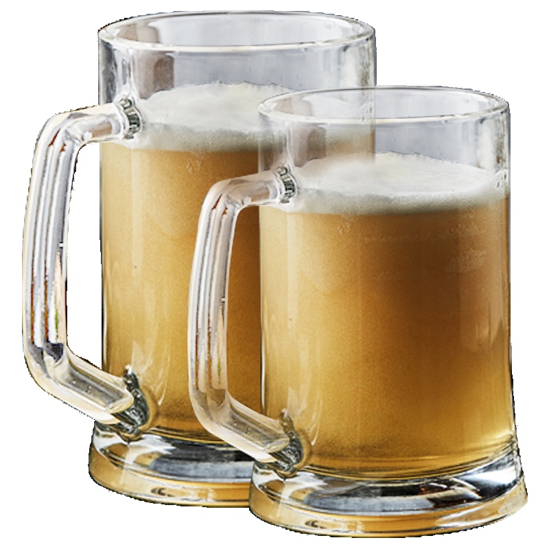 青苹果玻璃啤酒杯扎啤杯加大加厚650ml两支装GZ2020-4/L2单层带把