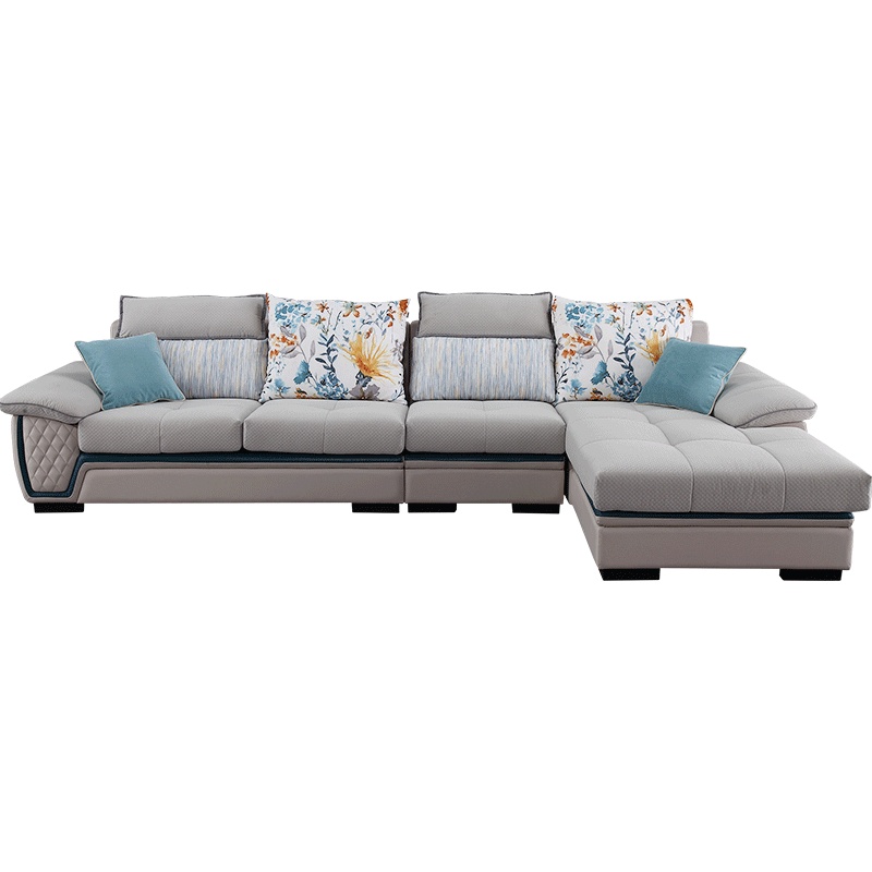 全友家私皮布沙发 简约现代可拆洗沙发 小户型客厅转角皮布木质框架沙发102111