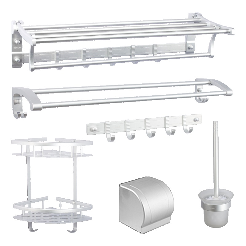 四季沐歌[MICOE]毛巾架加厚不锈钢浴巾架卫生间置物架卫浴五金挂件套装挂件6件套
