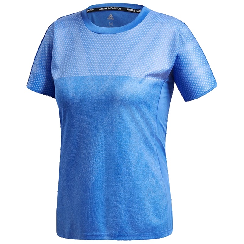 阿迪达斯 (adidas)羽毛球短袖女款圆领T恤休闲运动短袖针织速干透气春夏 女款蓝色CF4820 (S-XXL)
