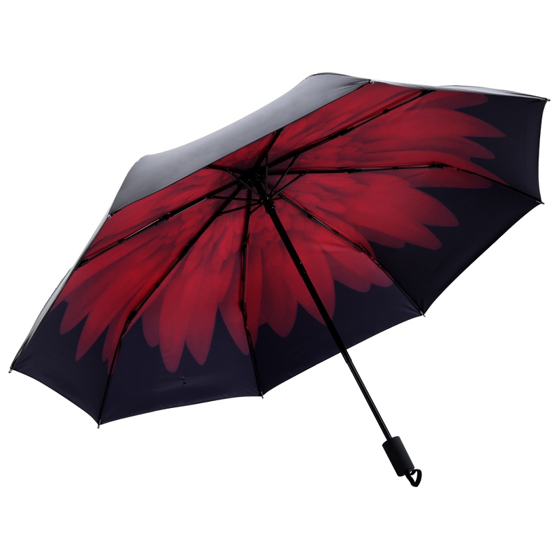 美度 MAYDU 全遮光黑胶防晒遮阳伞三折超轻小黑伞太阳伞晴雨两用 M3336