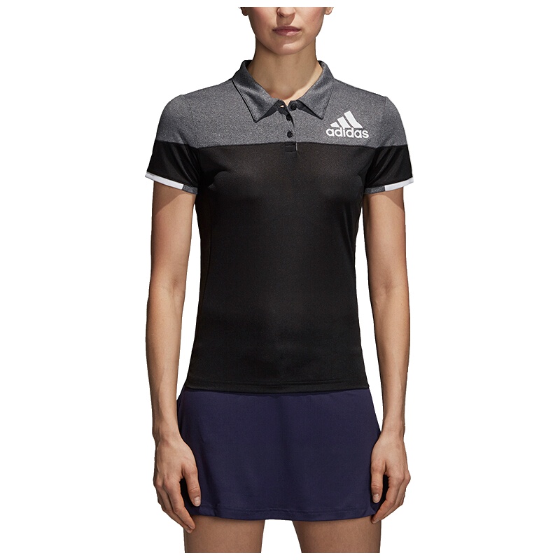 阿迪达斯 (adidas)羽毛球服女子夏季新款拼接女子羽毛球运动短袖POLO衫 黑色 CF4797(S-XXL)