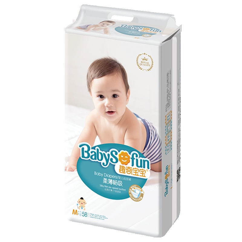 趣奇宝宝柔薄畅吸婴儿纸尿裤/尿不湿 中号 M58片(6-11kg )