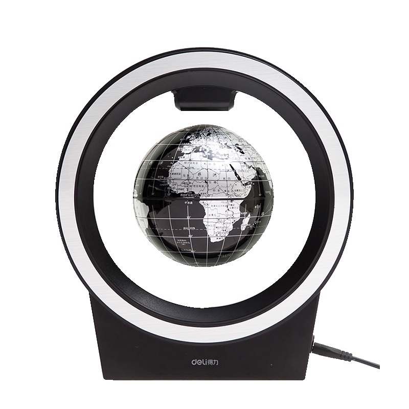 得力(deli)2224地球仪(黑色) 6寸创意磁悬浮地球仪 桌面摆件儿童教学 教学仪器 办公用品