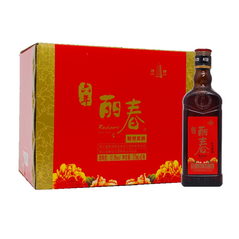 塔牌绍兴黄酒丽春六年375ml*8瓶整箱手工冬酿花雕酒半干糯米黄酒