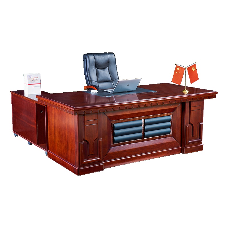 [藏書閣]办公家具老板桌现代简约油漆大班台实木贴皮2.0米配办公椅配文件柜