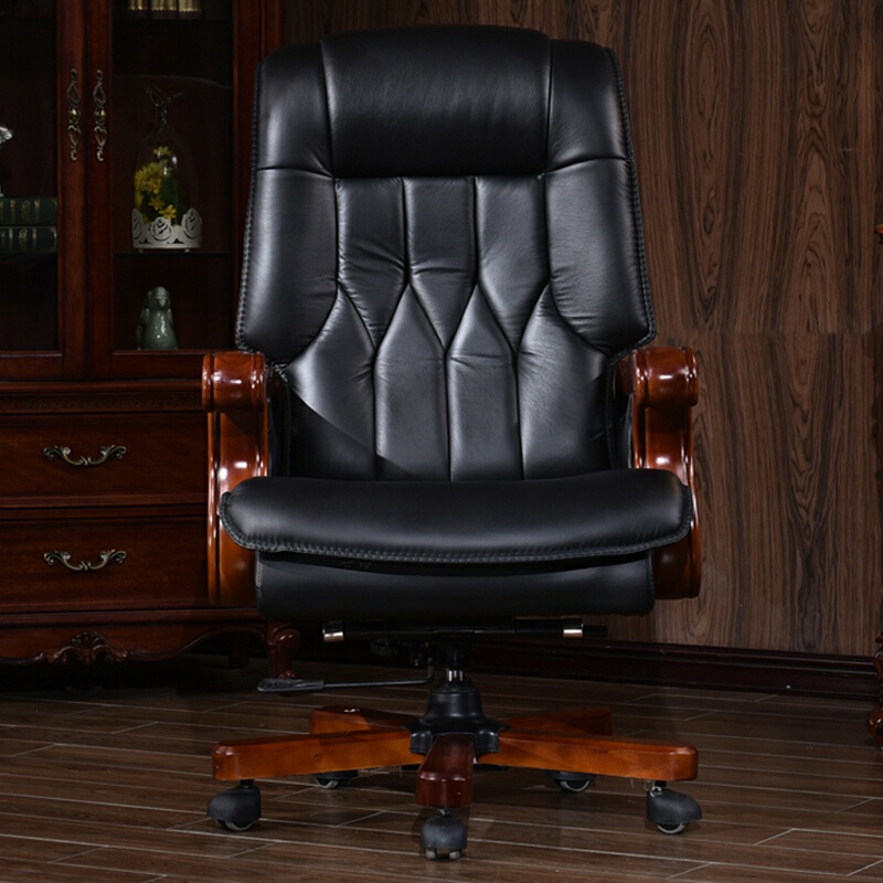 英飞力高档老板椅可躺总裁椅牛皮电脑椅办公椅人体工学椅-黑色