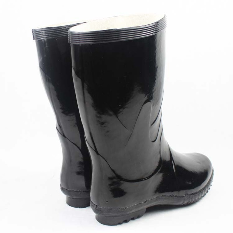 3539 中筒水靴橡胶工作防滑绝缘防电雨靴 37-48码 黑色