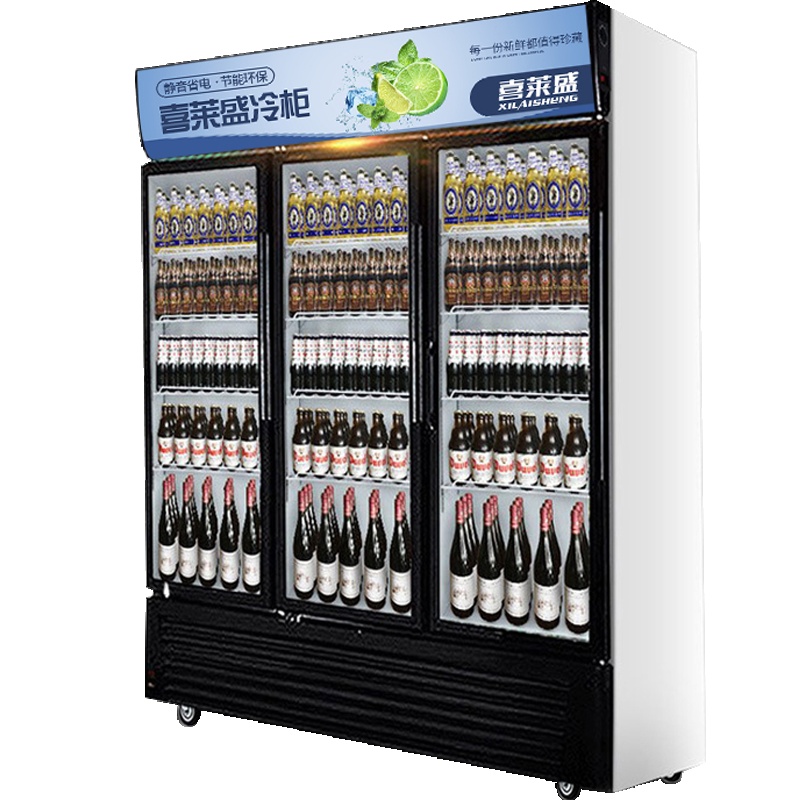 Xnesen喜莱盛980L商用展示柜全铜制冷饮料柜冰柜陈列柜商用冰箱三门展示柜饮料展示柜啤酒冰箱冷饮柜风冷高端黑色