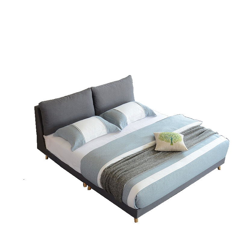 A家家具 床 布艺床 北欧卧室1.5米1.8米双人床 简约现代可拆洗软靠床 DA0120