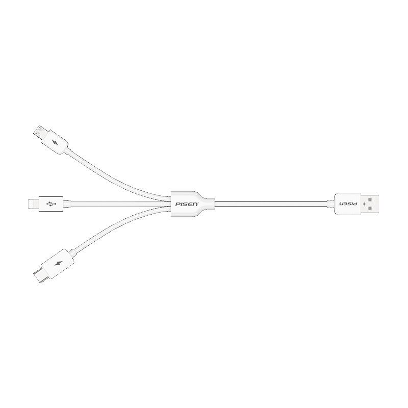 品胜（PISEN）苹果/Type-c/安卓通用稳定快速充电 数据线 三合一充电线1.2米白
