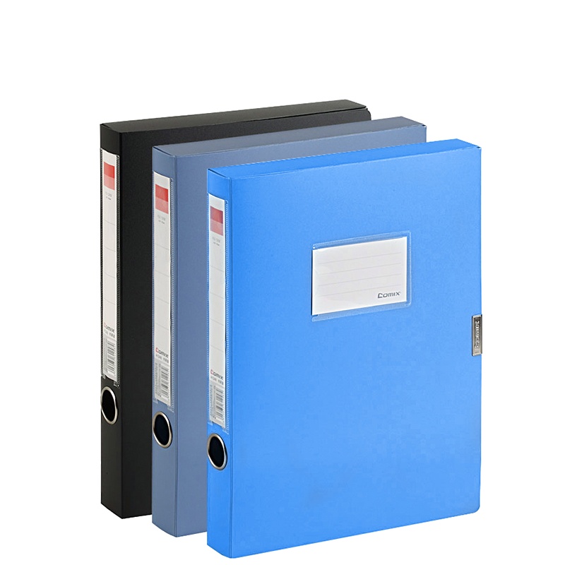 齐心 COMIX A1249超省钱 PP档案盒 A4 55MM 绯蓝/明丽蓝/黑(起订量不足10个不发货)