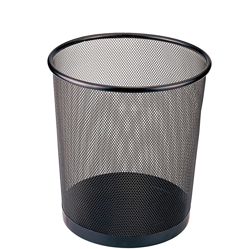 齐心 COMIX B2005 耐用铁网圆纸篓 中号 黑