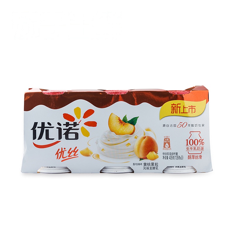 [苏宁生鲜]优诺优丝黄桃果粒风味发酵乳135g*3
