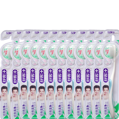 舒客牙刷舒克经典洁净牙刷 软毛细毛牙刷 12支