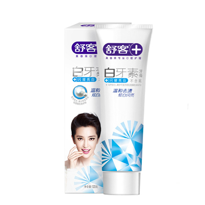 舒客舒克白牙素牙膏闪耀炫白型去牙渍烟渍黄牙无氟牙膏120g*2支