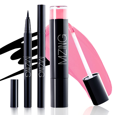 美这 黑天鹅哑光唇釉（4号玛西亚）+美这 炫黑速干液体防水眼线笔2件套装