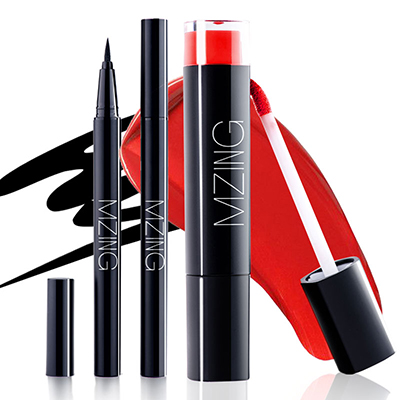 美这 黑天鹅哑光唇釉（2号艾琳卡）+美这 炫黑速干液体防水眼线笔2件套