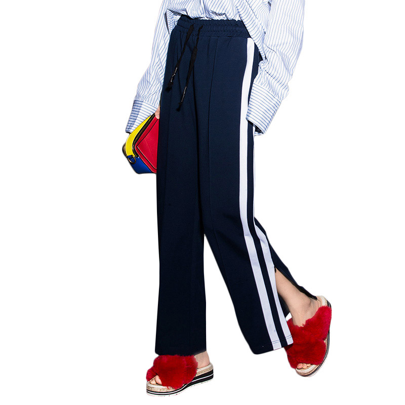 缪佳2017秋季新款运动裤女韩版宽松百搭薄款BF风休闲直筒长裤